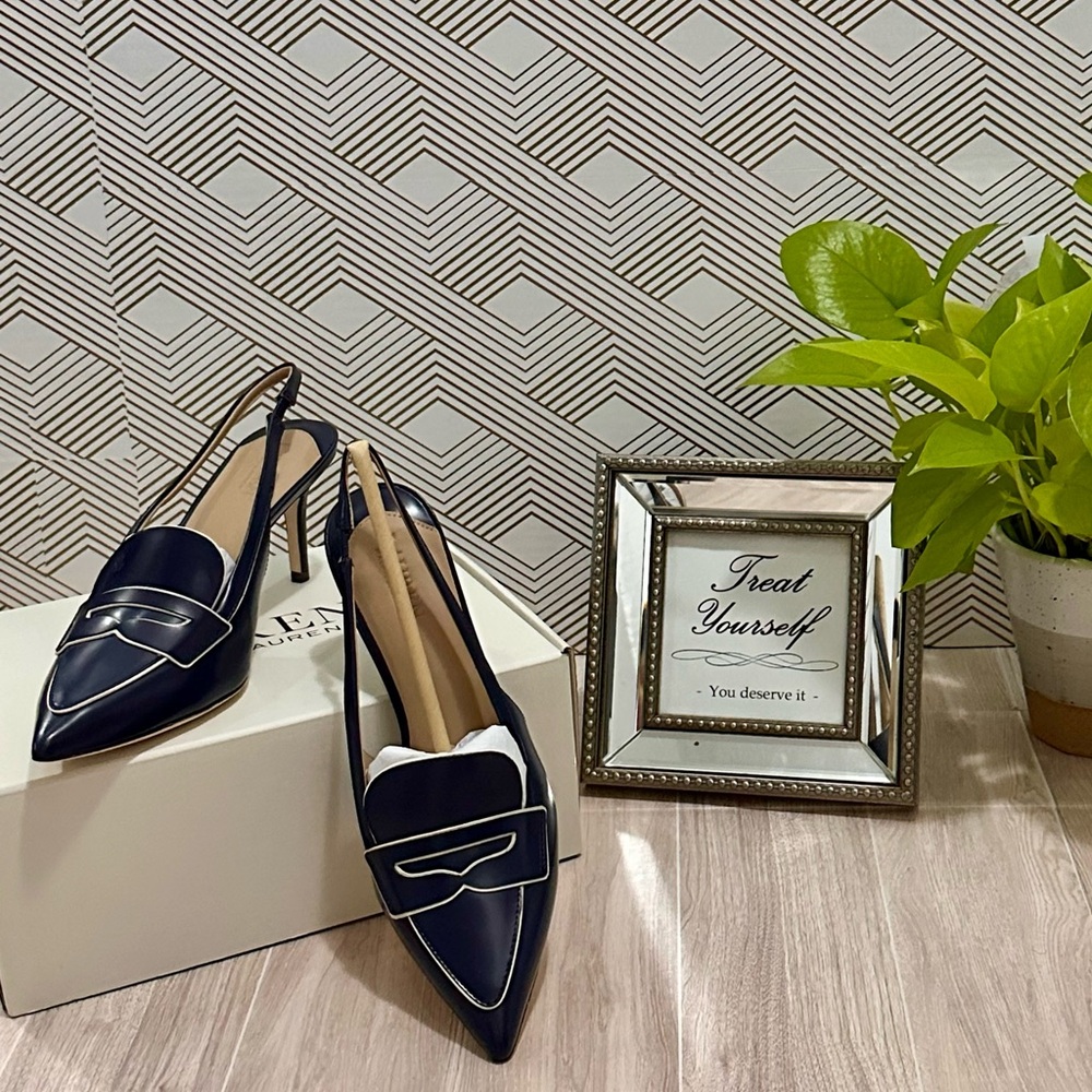 NIB Ralph Lauren Khloe Leather Slingback Loafer Pumps - Picture 6 of 9